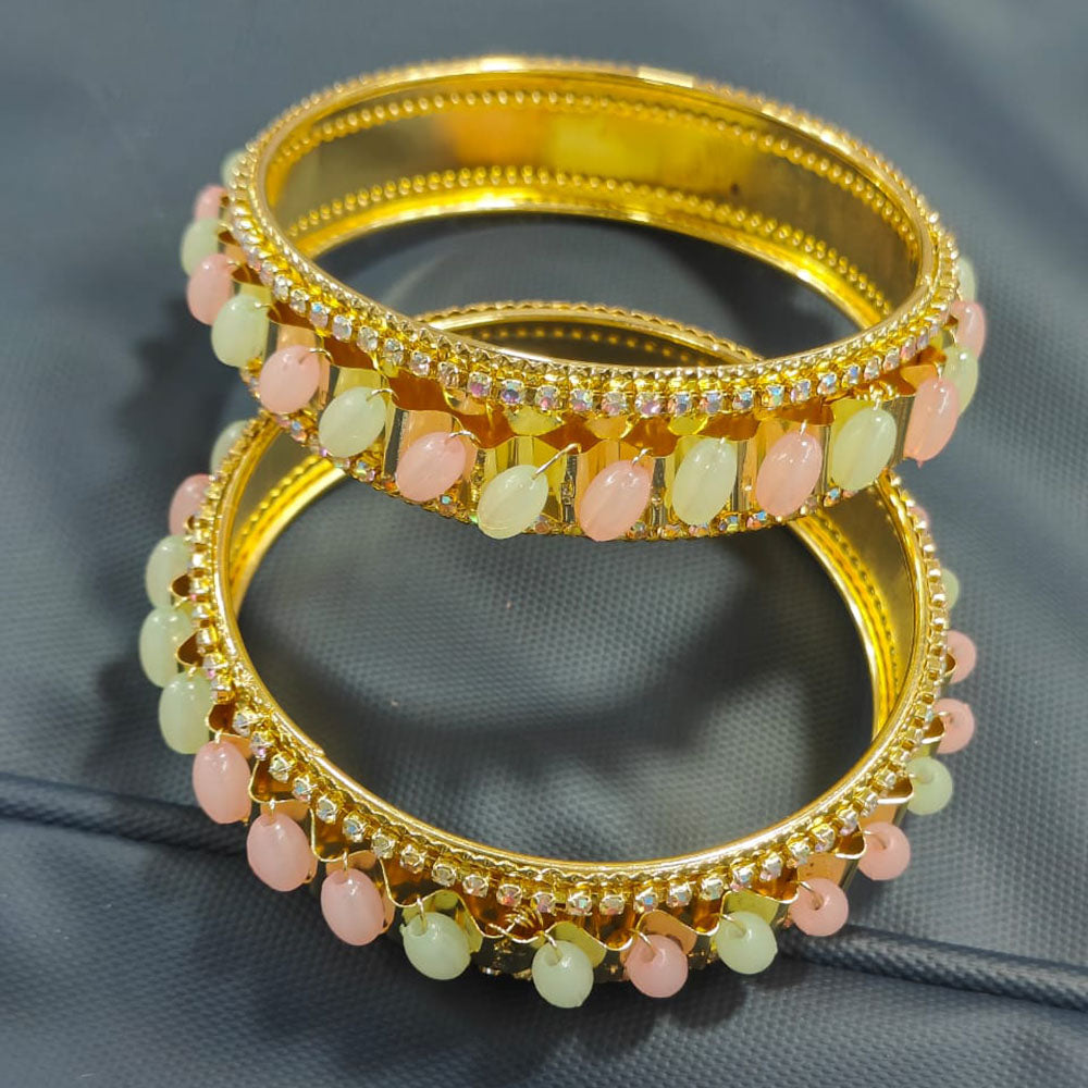 Pooja Bangles Designer Rainbow Austrian Stone And Beads Bangle Set