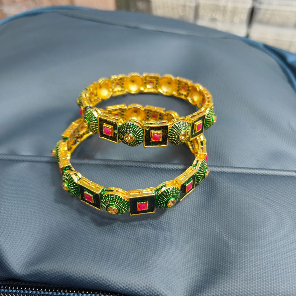 Pooja Bangles Royal Pota Stone And Meenakari Bangles Set