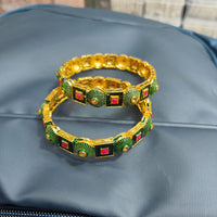 Pooja Bangles Royal Pota Stone And Meenakari Bangles Set