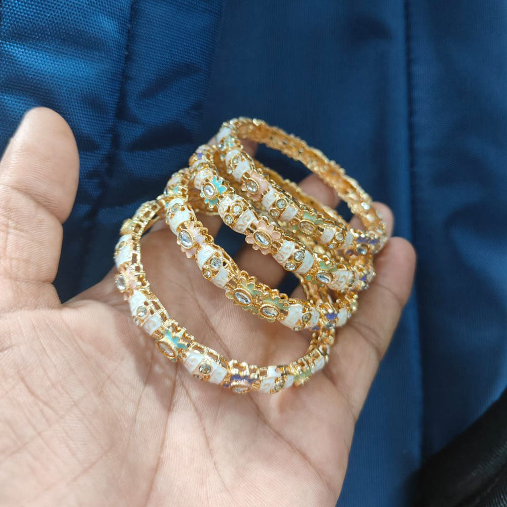 Pooja Bangles Royal Kundan Stone Meenakari Bangles Set