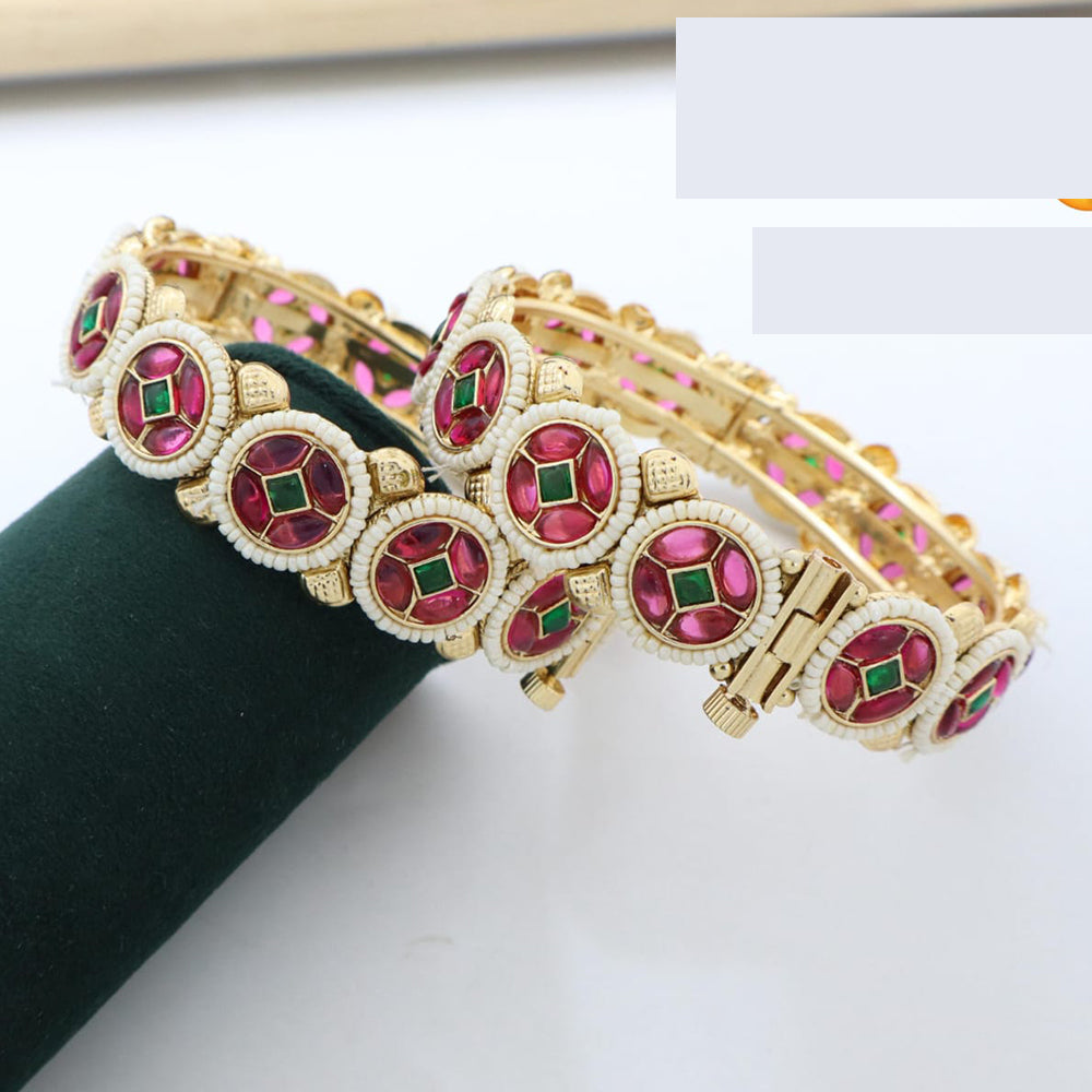 Pooja Bangles Traditional Kundan And Pearl Kada Bangles For Festive Wear