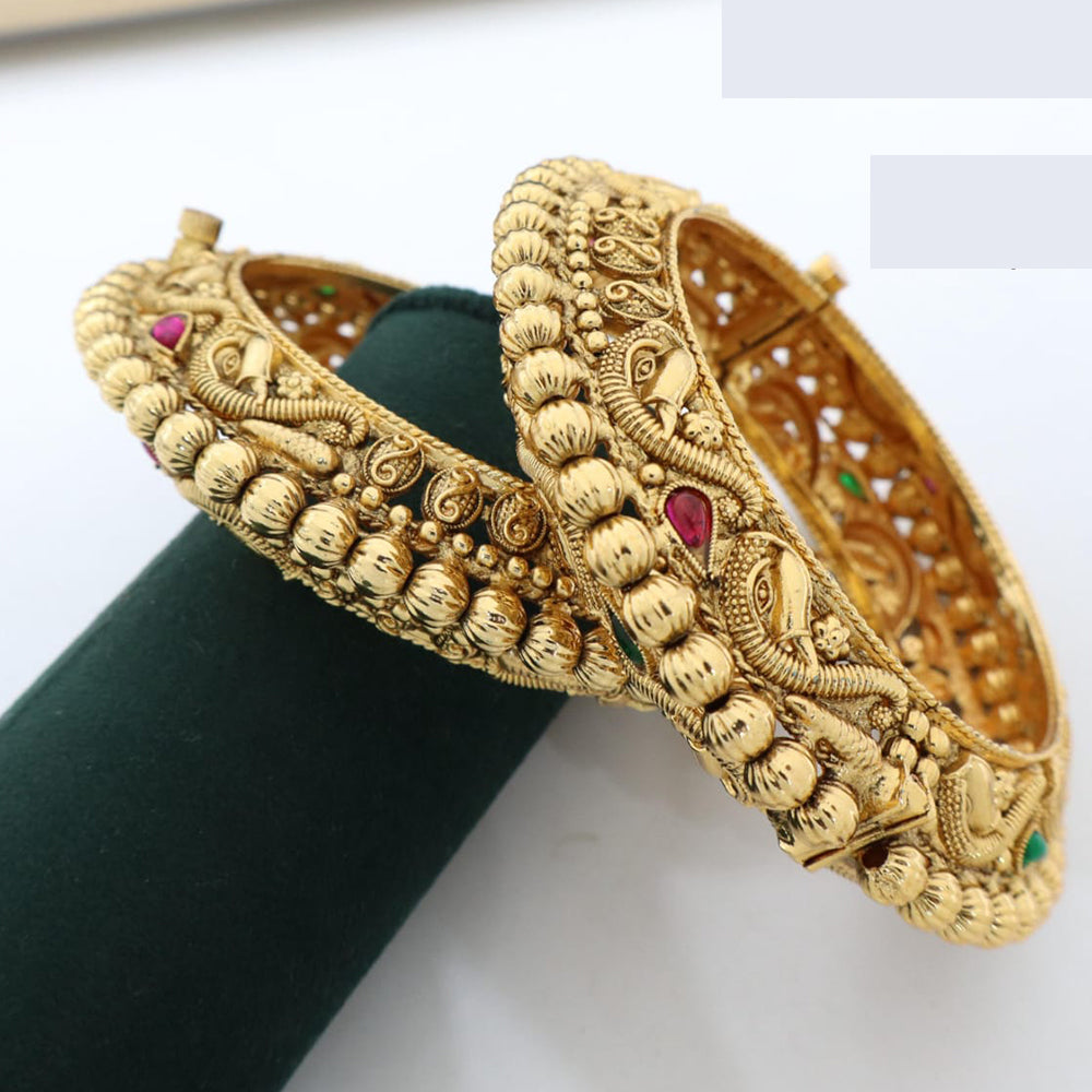 Pooja Bangles Beautiful Kundan Stone Openable Kada Bangles Set For Special Occassions