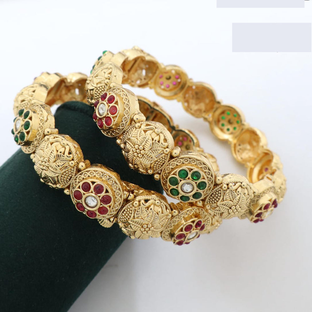 Pooja Bangles Beautiful Kundan Stone Openable Kada Bangles Set For Special Occassions