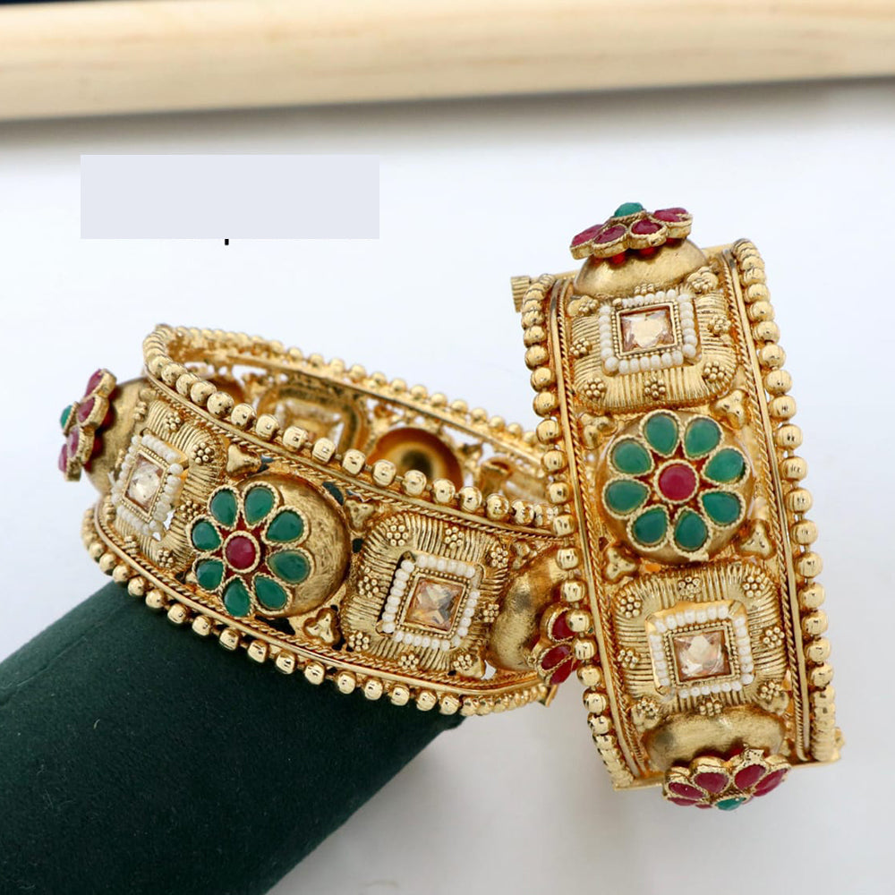 Pooja Bangles Traditional Kundan And Pearl Kada Bangles For Festive Wear