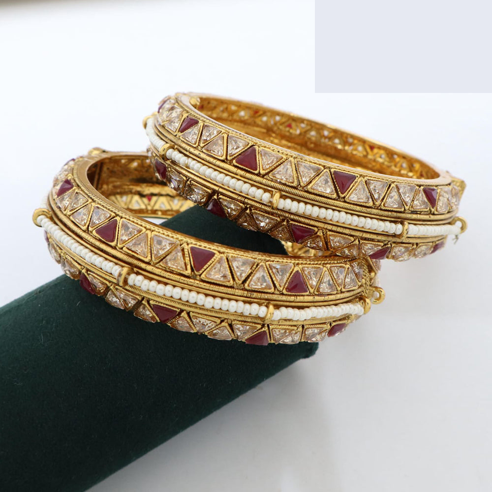 Pooja Bangles Traditional Kundan And Pearl Kada Bangles For Festive Wear