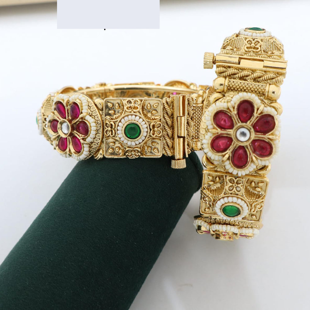 Pooja Bangles Traditional Kundan And Pearl Kada Bangles For Festive Wear