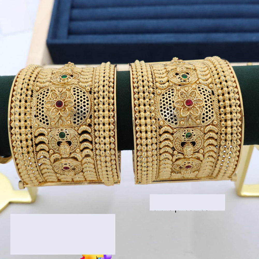 Pooja Bangles Beautiful Kundan Stone Openable Kada Bangles Set For Special Occassions