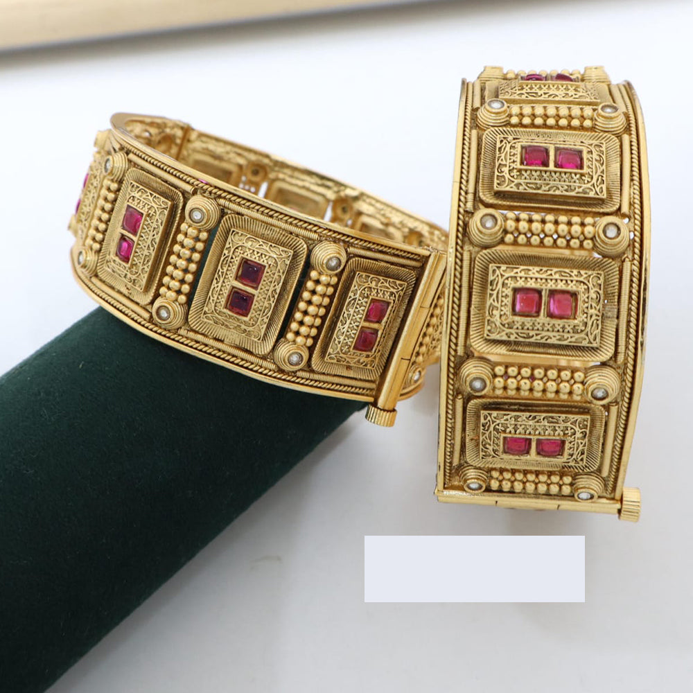 Pooja Bangles Beautiful Kundan Stone Openable Kada Bangles Set For Special Occassions