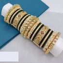 Pooja Bangles Traditional Kundan And Pearl Velvet Bangles Set Perfect For Wedding