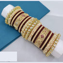Pooja Bangles Traditional Kundan And Pearl Velvet Bangles Set Perfect For Wedding