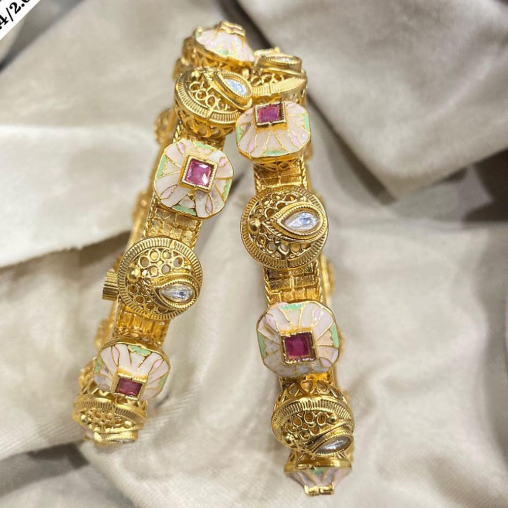 Pooja Bangles Elegant Pota Stone with Meenakari Touch Bangles Set