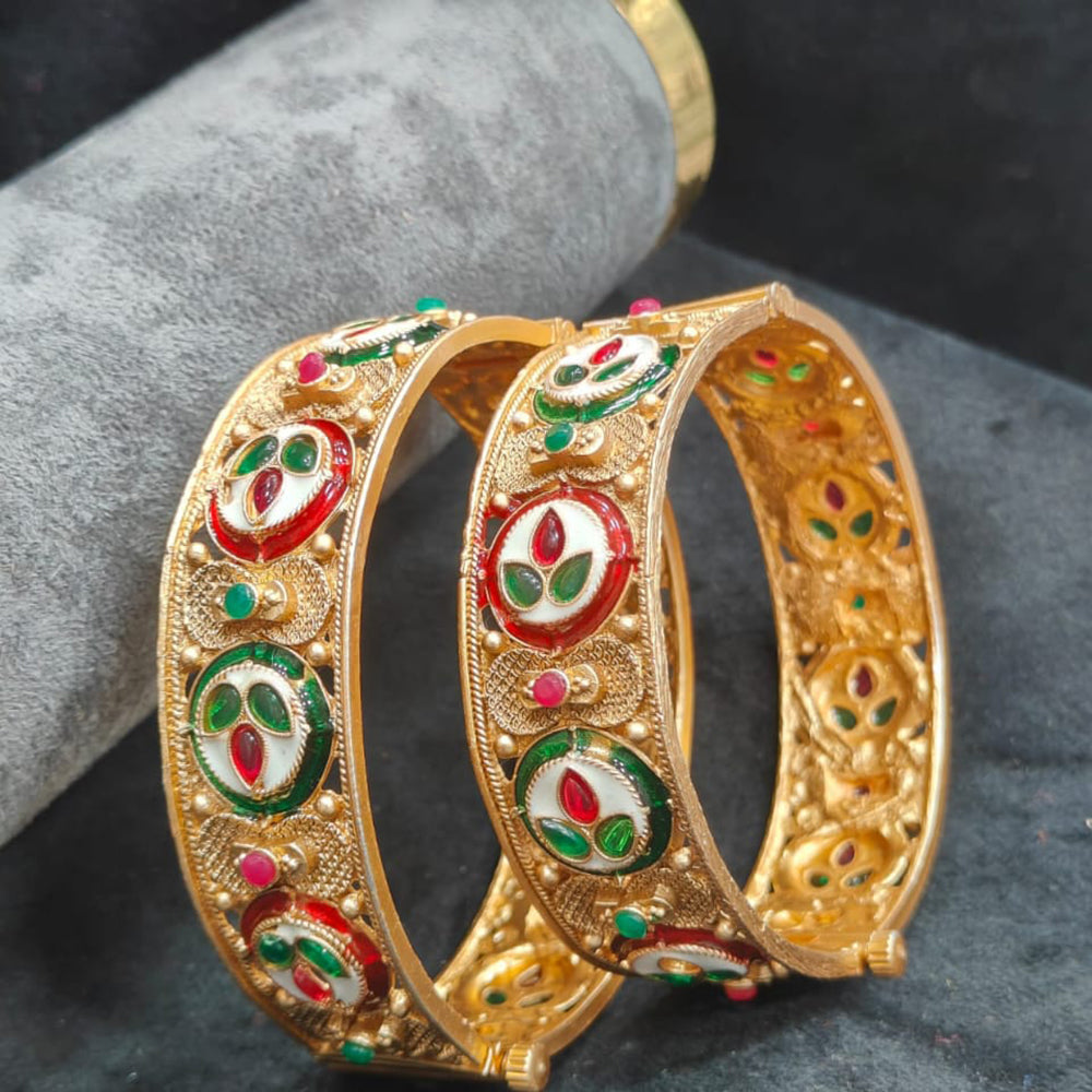 Pooja Bangles Timeless Pota Stone Openable Bangles Set