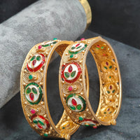 Pooja Bangles Timeless Pota Stone Openable Bangles Set
