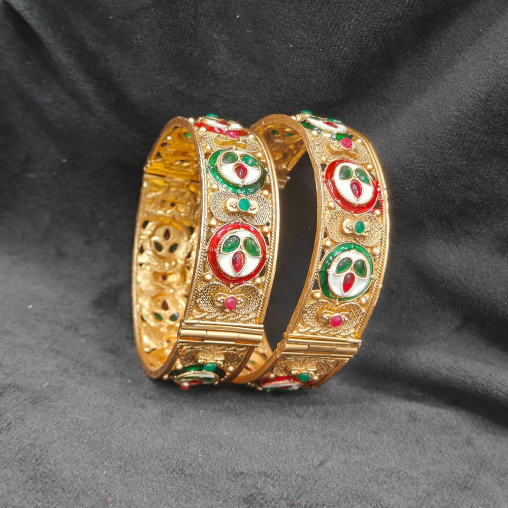 Pooja Bangles Timeless Pota Stone Openable Bangles Set