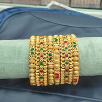 Pooja Bangles Festive Charm Pota Stone Bangles Set