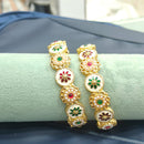 Pooja Bangles Handcrafted Pota Stone And Pearl Meenakari Bangles Set