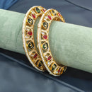 Pooja Bangles Handcrafted Pota Stone And Pearl Meenakari Bangles Set