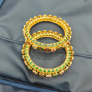 Pooja Bangles Handcrafted Pota Stone And Pearl Meenakari Bangles Set