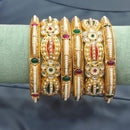 Pooja Bangles Handcrafted Pota Stone And Pearl Meenakari Bangles Set