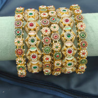 Pooja Bangles Handcrafted Pota Stone And Pearl Meenakari Bangles Set