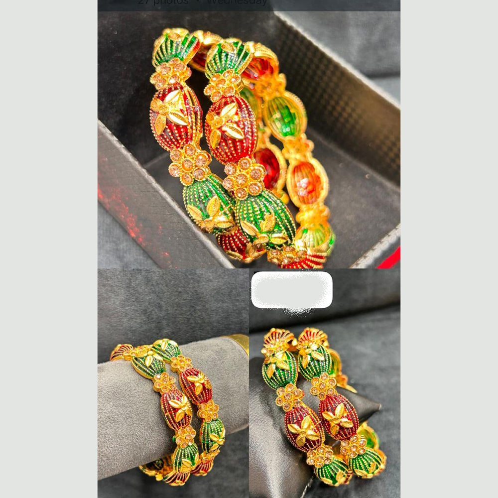 Pooja Bangles Designer Austrian Stone And Meenakari Bangles Set