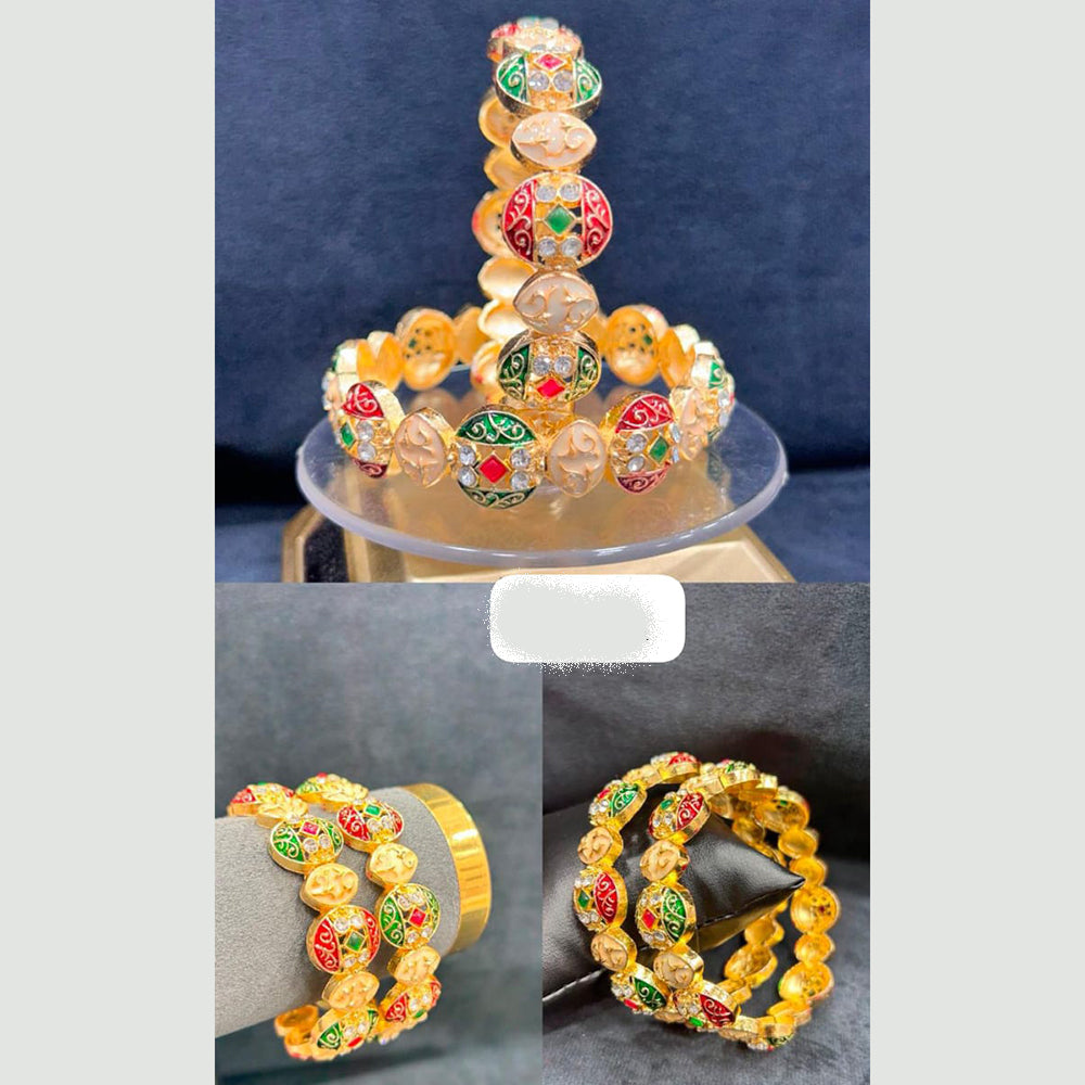 Pooja Bangles Designer Austrian Stone And Meenakari Bangles Set