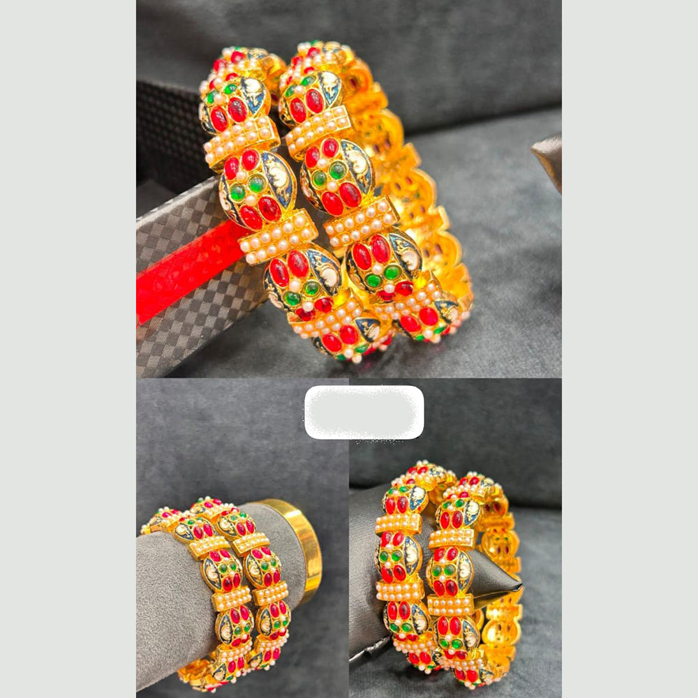 Pooja Bangles Designer Pota Stone And Meenakari Bangles Set