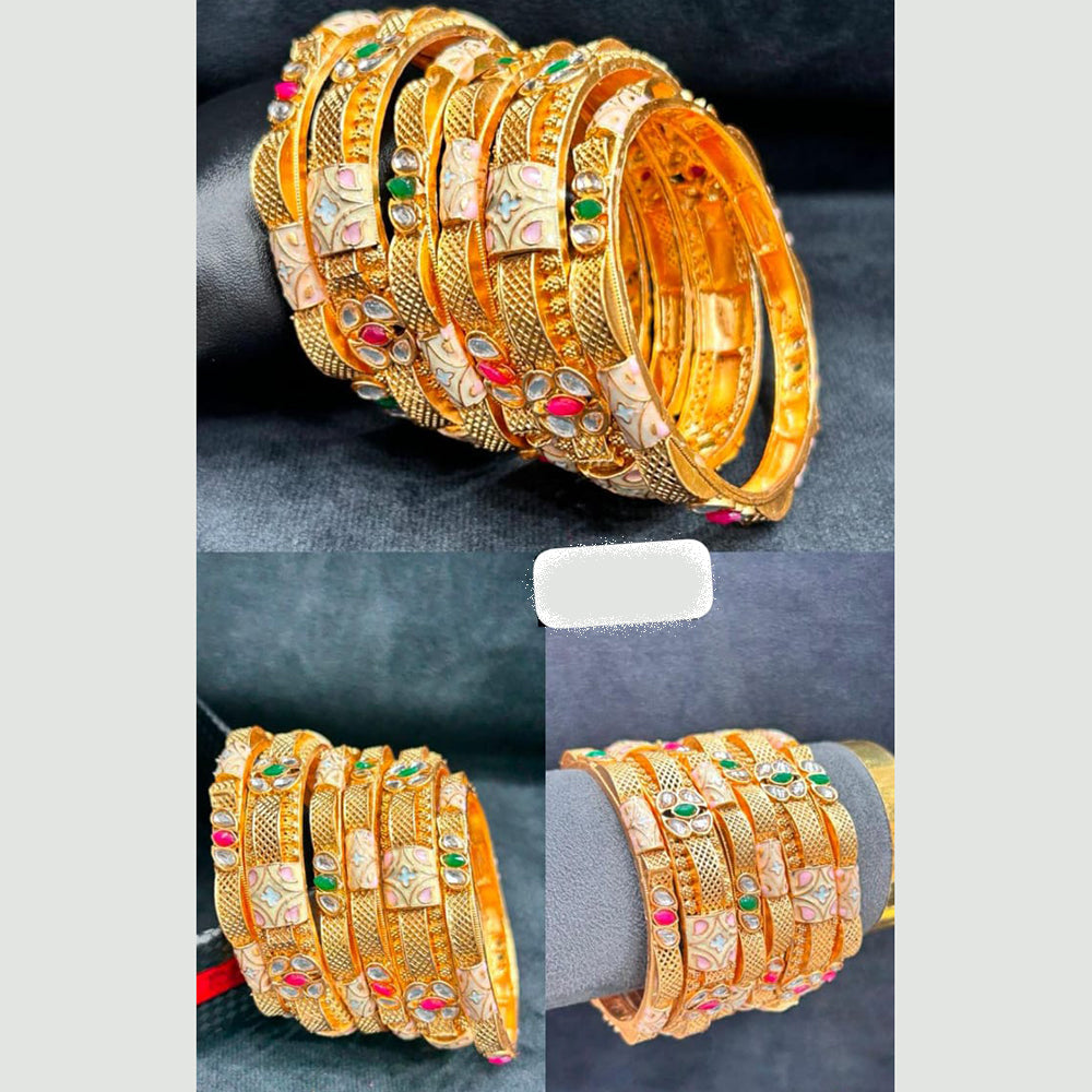 Pooja Bangles Designer Pota Stone And Meenakari Bangles Set