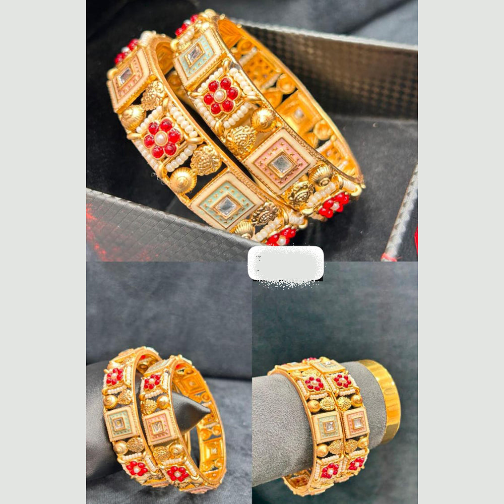 Pooja Bangles Designer Pota Stone And Meenakari Bangles Set
