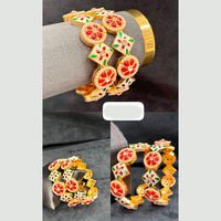 Pooja Bangles Designer Pota Stone And Meenakari Bangles Set  