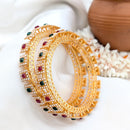 Pooja Bangles Premium Pota Stone And Pearl Bangles Set