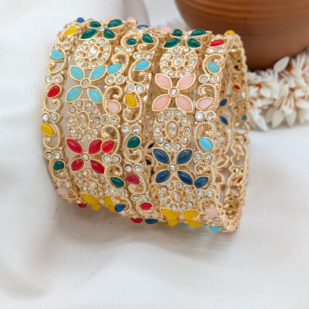 Pooja Bangles Premium Crystal Stone And Austrian Stone Bangles Set