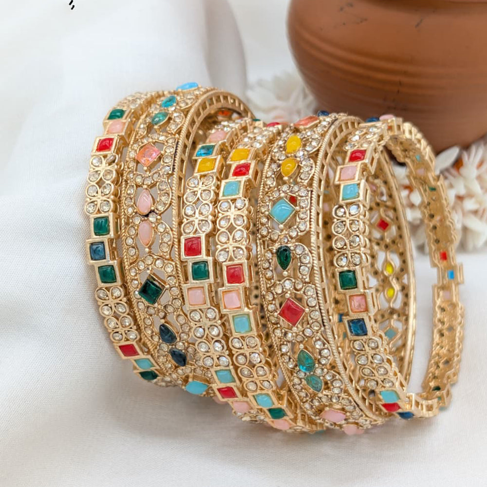 Pooja Bangles Premium Crystal Stone And Austrian Stone Bangles Set