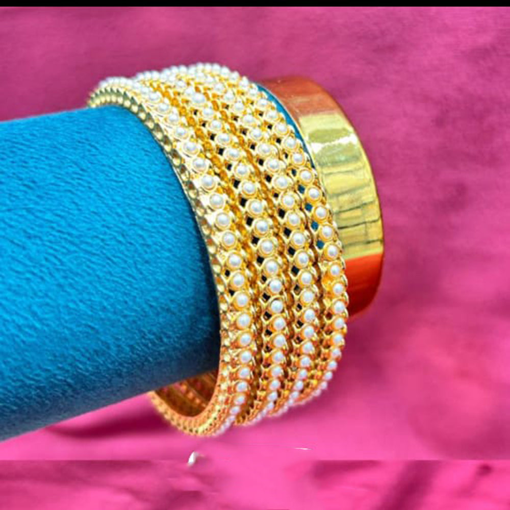 Pooja Bangles Premium White Pearls Bangles Set