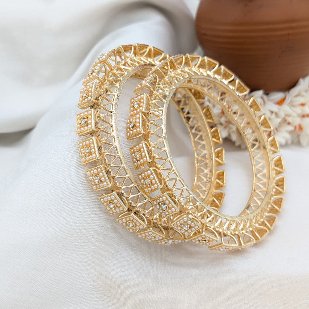 Pooja Bangles Premium Austrian Stone And Pearl Bangles Set