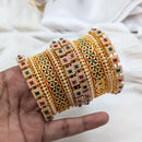 Pooja Bangles Premium Pota Stone And Pearl Bangles Set
