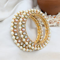 Pooja Bangles Rajwadi Look Kundan Stone And Meenakari Bangles Set
