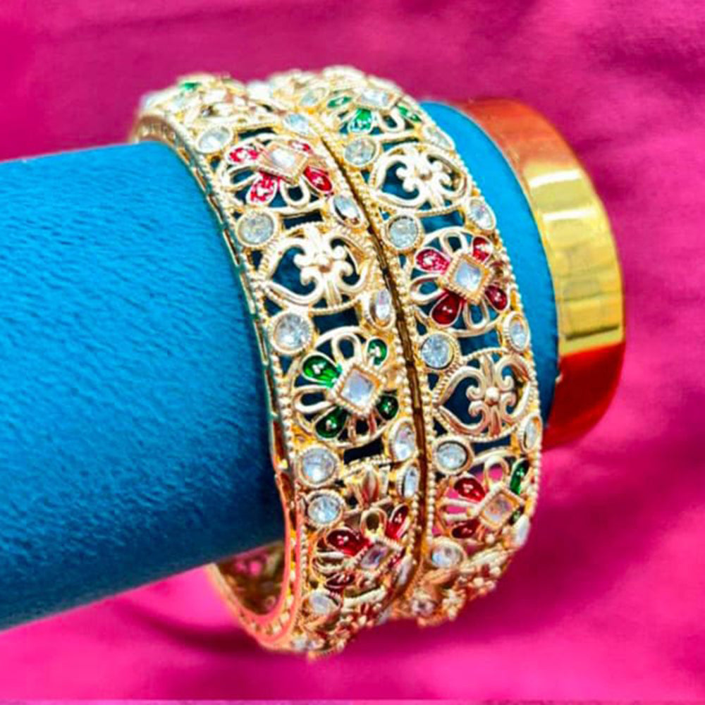 Pooja Bangles Rajwadi Look Kundan Stone And Meenakari Bangles Set