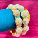 Pooja Bangles Rajwadi Look Pearl And Meenakari Bangles Set