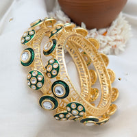 Pooja Bangles Rajwadi Look Kundan Stone And Meenakari Bangles Set