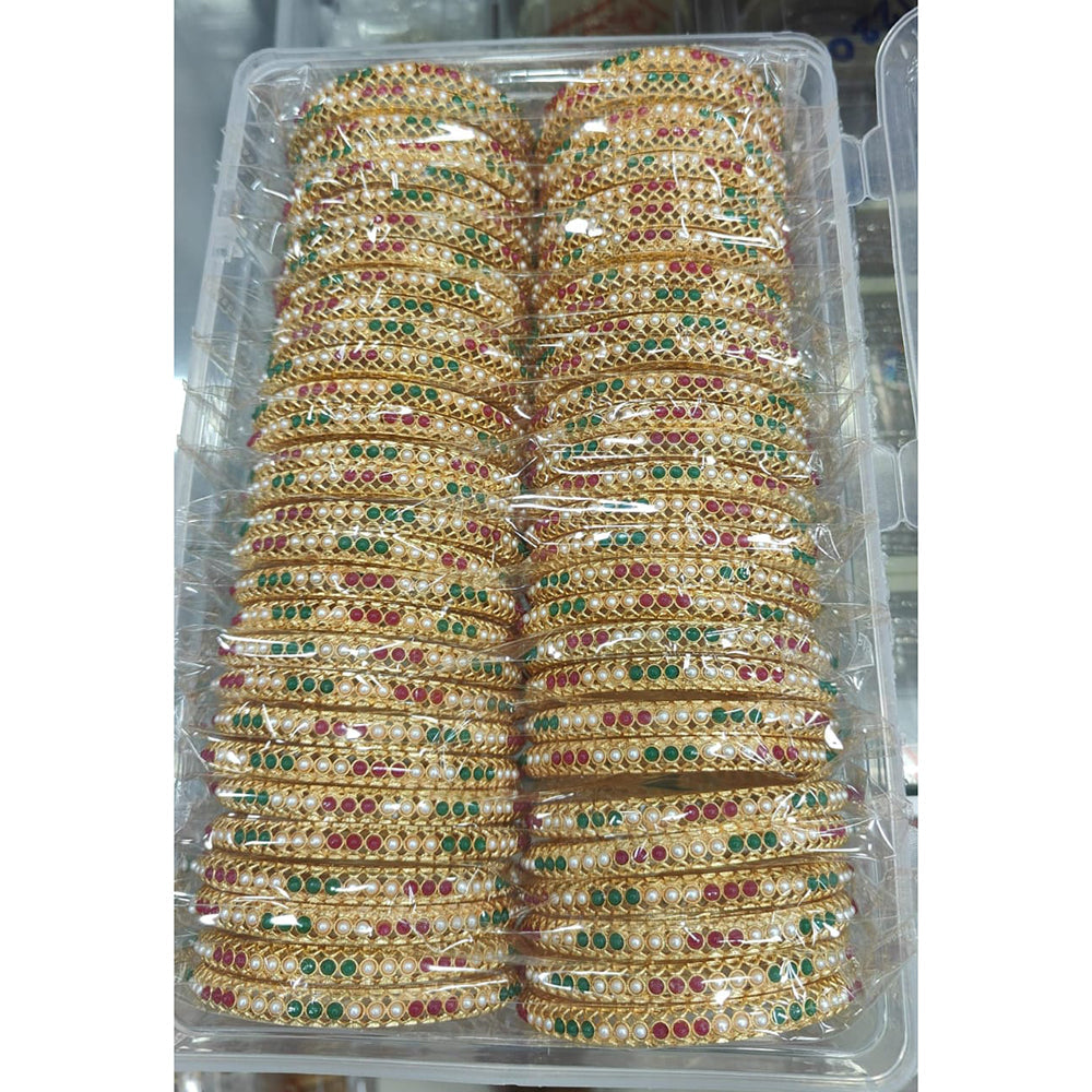 Pooja Bangles Premium Pearl Embellished Bangles Set