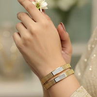 Pooja Bangles Dual-Tone Stylish Patterned Openable Bangles Set
