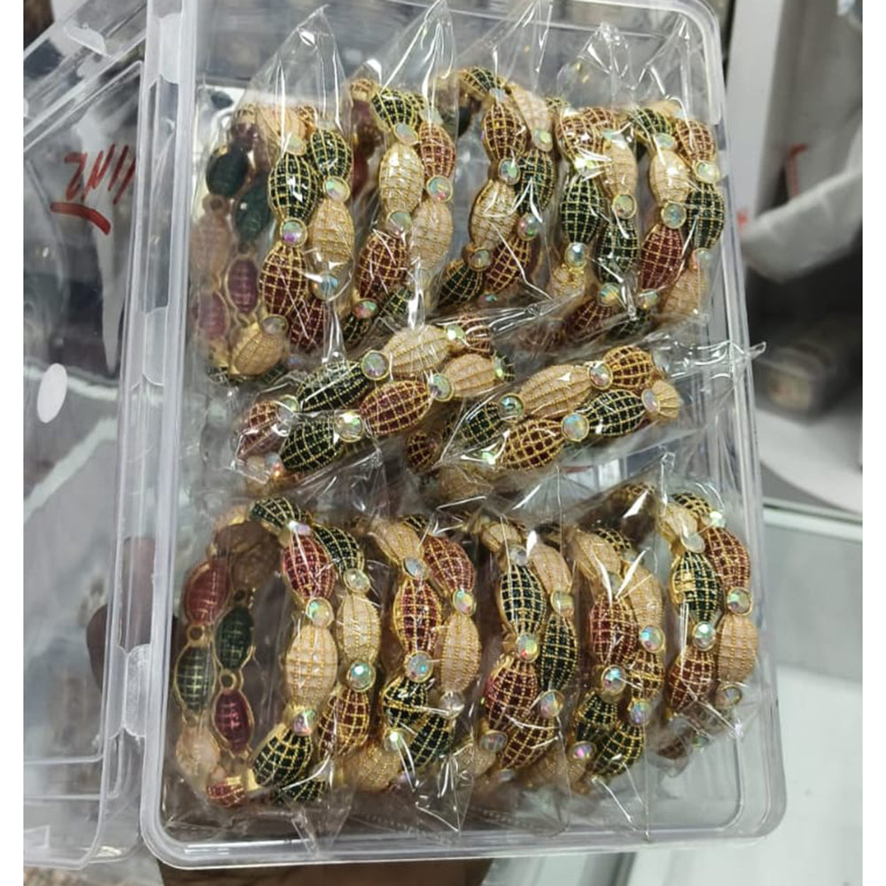 Pooja Bangles Rajwadi Look Kundan Stone And Meenakari Bangles Set ( 1 Piece Only )