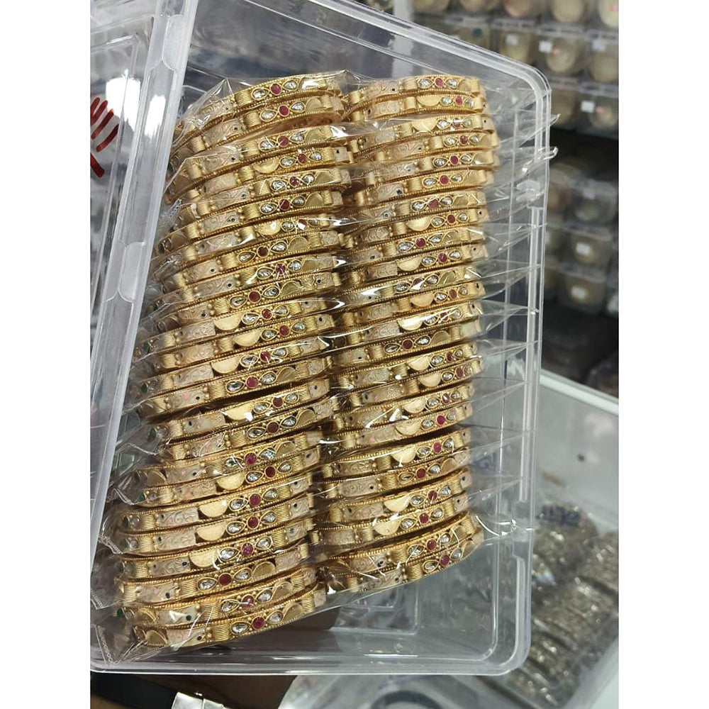 Pooja Bangles Rajwadi Look Kundan Stone And Meenakari Bangles Set (1  Piece Only)