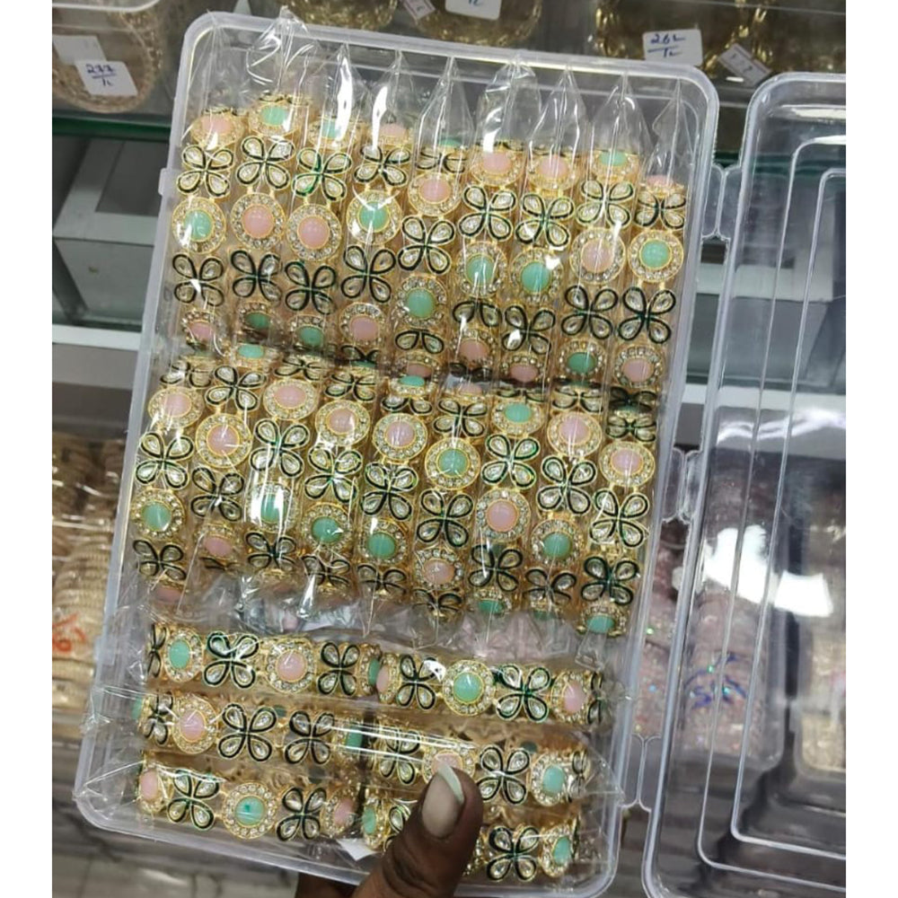 Pooja Bangles Premium Kundan And Austrian Stone Meenakari Bangles Set (1  Piece Only)