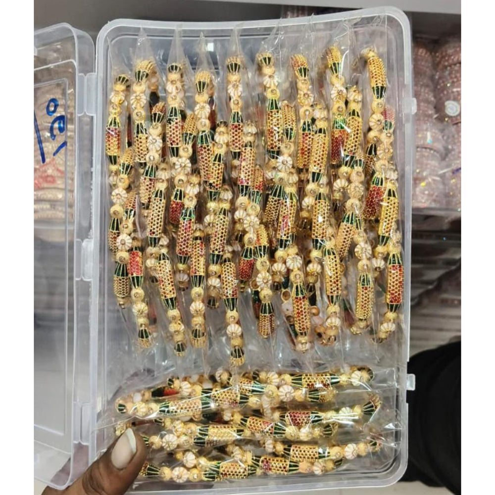 Pooja Bangles Premium Austrian Stone Meenakari Bangles Set (1  Piece Only)