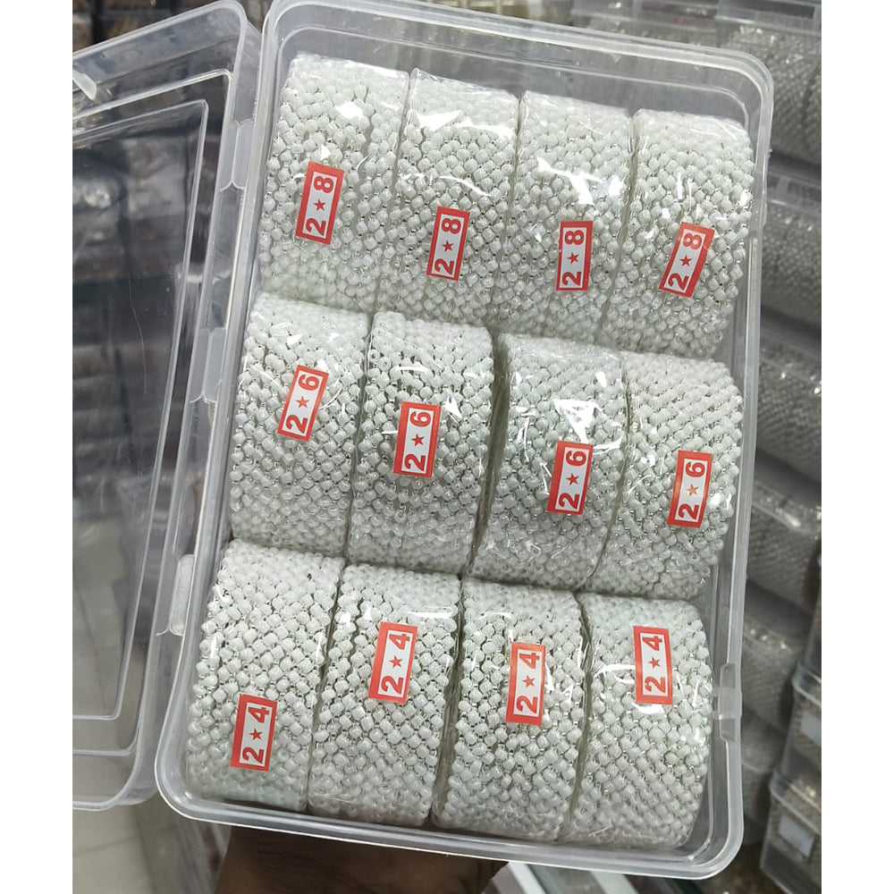 Pooja Bangles Elegant Rhodium Plated Pearl Bangle Set (1  Piece Only)