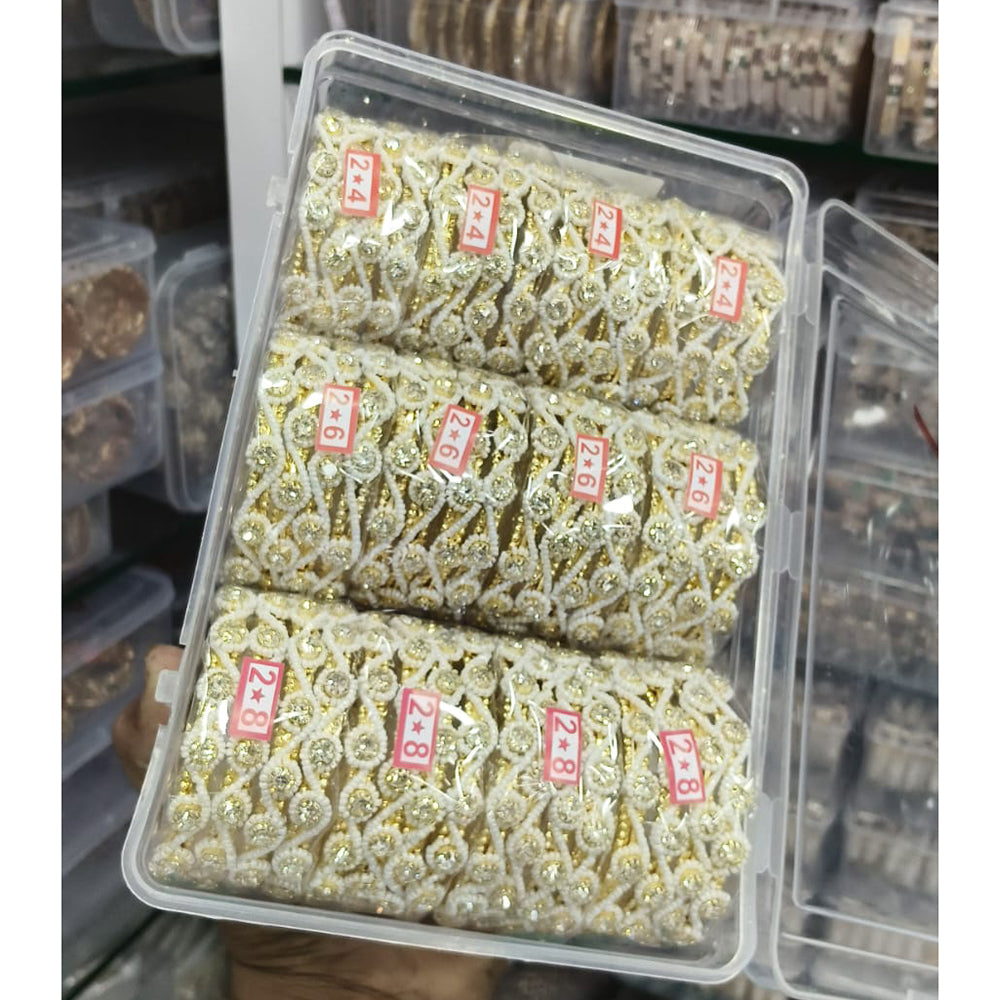 Pooja Bangles Elegant Austrian Stone Pearl Bangle Set (1  Piece Only)