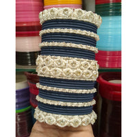 Pooja Bangles Royal Austrian Stone And Pearl Designer Bangles Set