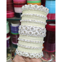 Pooja Bangles Royal Austrian Stone And Pearl Designer Bangles Set